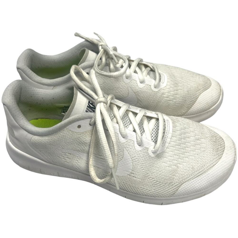Nike Shoes Free RN White Lace-Up Athletic Running Youth 7 Sneakers Tennis Shoe